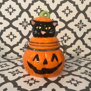 Black Cat and Pumpkin Hinged Jar